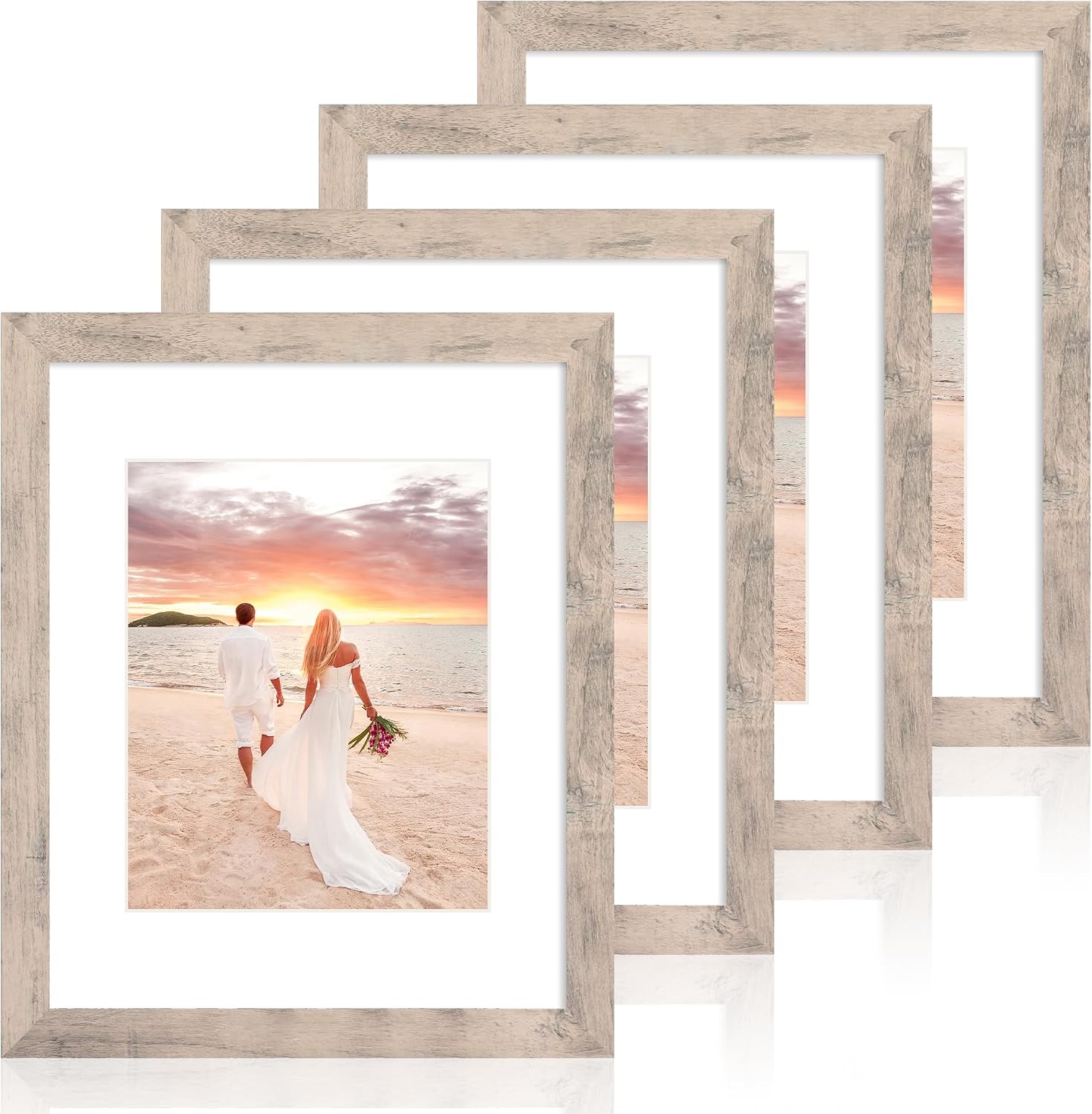 Detalle de iRahmen 11x14 Picture Frame Set of 4 with Tempered Glass (Smoke Gray, Rustic Wood Look)