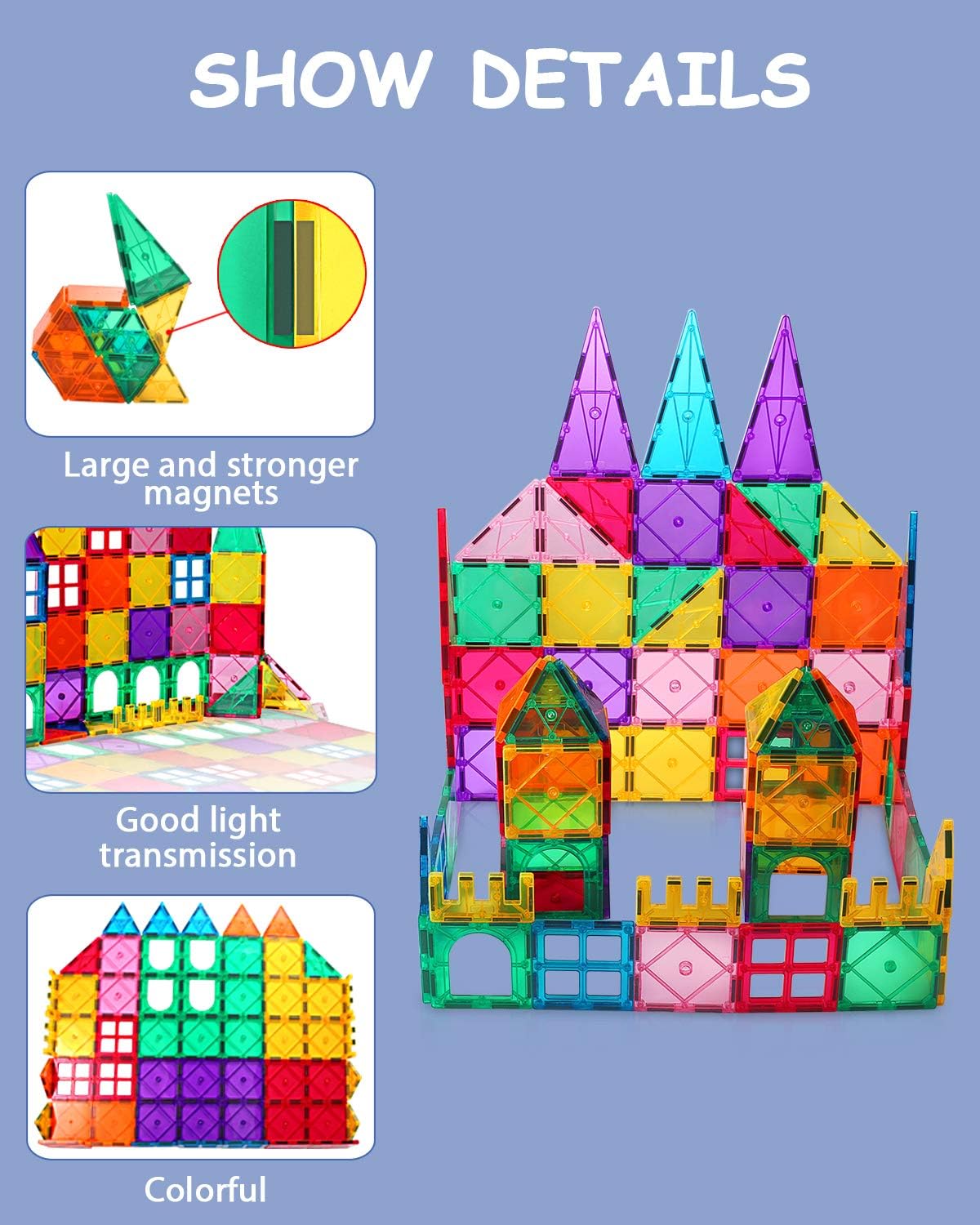 Detalle 2 de vatenick 64PCS Magnetic Building Tiles 🧩