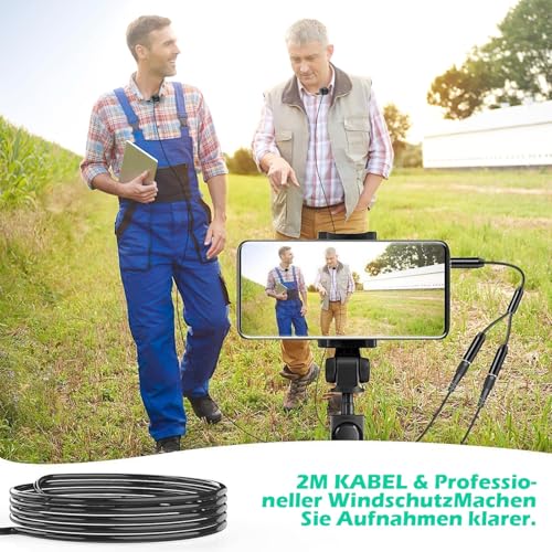 Detalle de AGPTEK Lavalier Mikrofon, 2 m Mini Omnidirectional Kondensator – kompatibel mit Smartphone, PC und DSLR