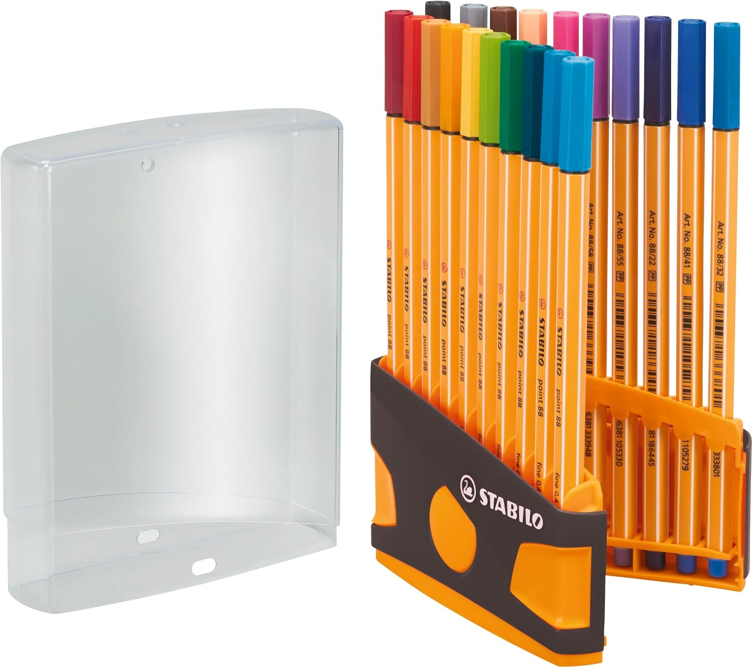 Detalle de STABILO Fineliner point 88 ColorParade – 20er Tischset mit Hängelasche (Anthrazit/Orange)