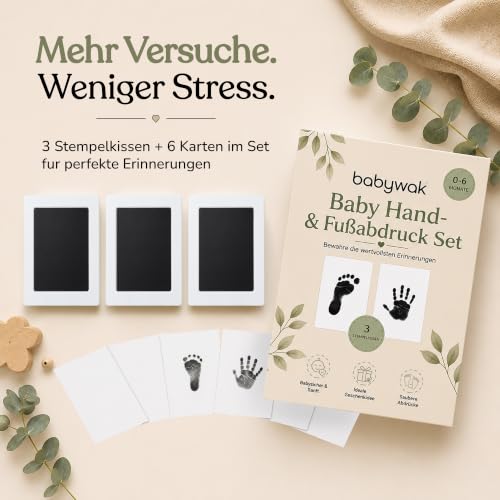 Detalle 2 de Babywak Baby Fuß- und Handabdruck-Set – Abdruckset ohne Tinte, für 0–6 Monate