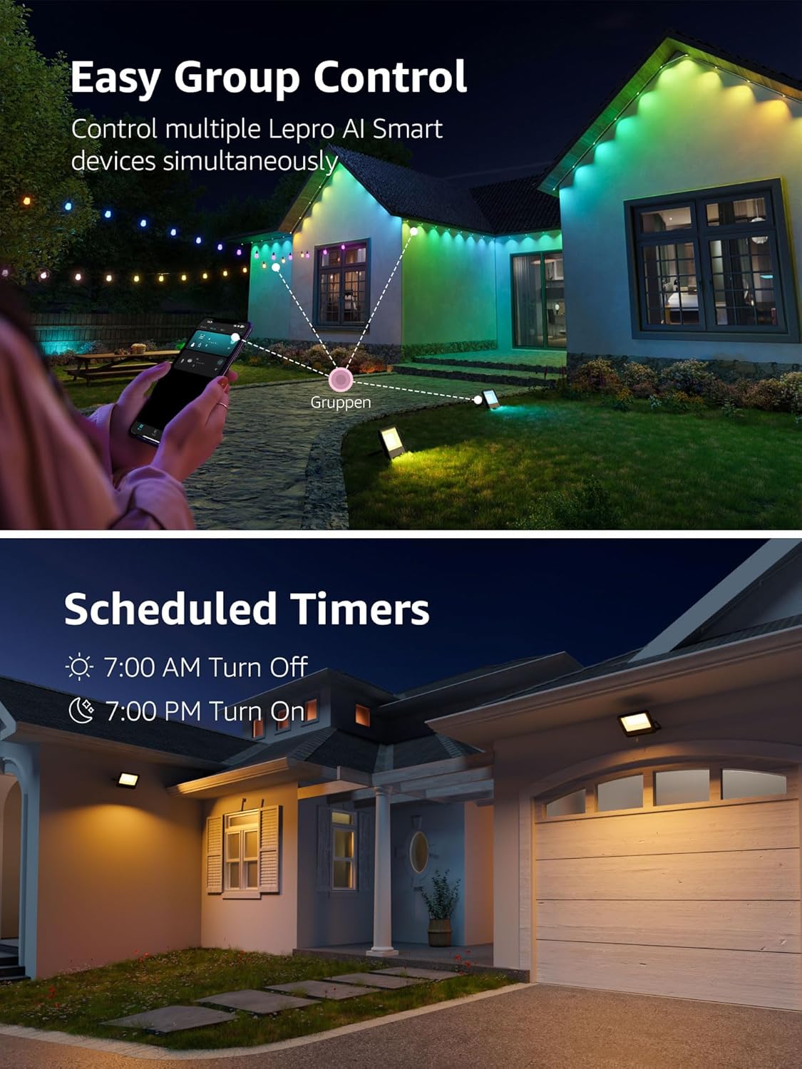 Thumbnail 6 de Lepro LED Flood Light Outdoor 30W: Colour Changing, AI Voice Control & Music Sync