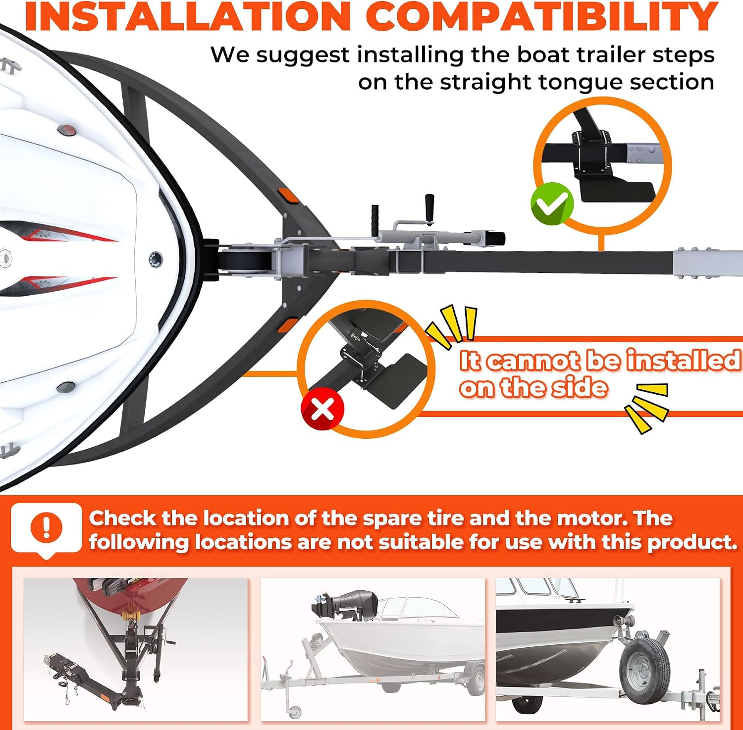 Thumbnail 3 de 3-Step boat trailer steps with handle