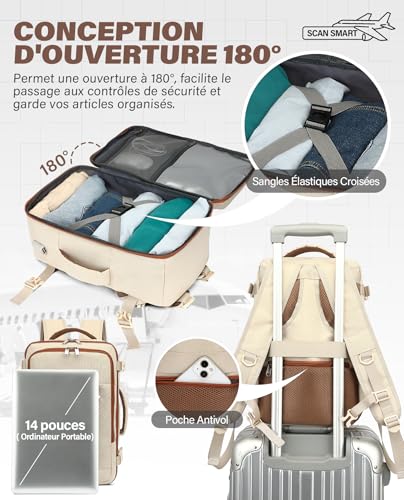 Thumbnail 5 de VANKEV Bagage Cabine 40x20x25 cm – Sac à Dos Voyage pour Ryanair