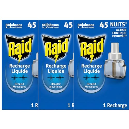 Detalle de Raid Recharges Liquides Pour Diffuseur Électrique Répulsif Moustiques et Moustiques Tigres – 3x45 nuits (3x32ml)