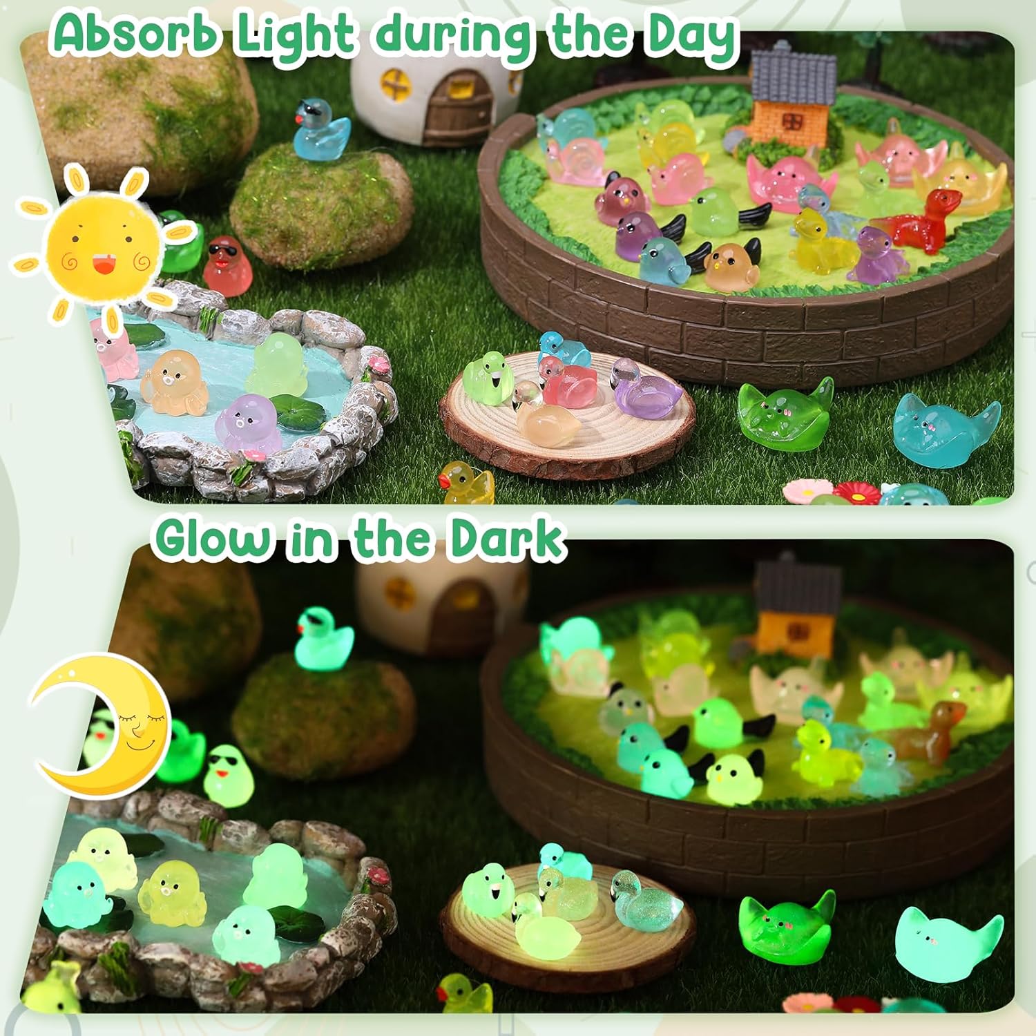 Thumbnail 4 de GSrenyu 100 Mini Luminous Resin Animals (10 Styles) for Aquarium, Fairy Garden & Dollhouse Decor