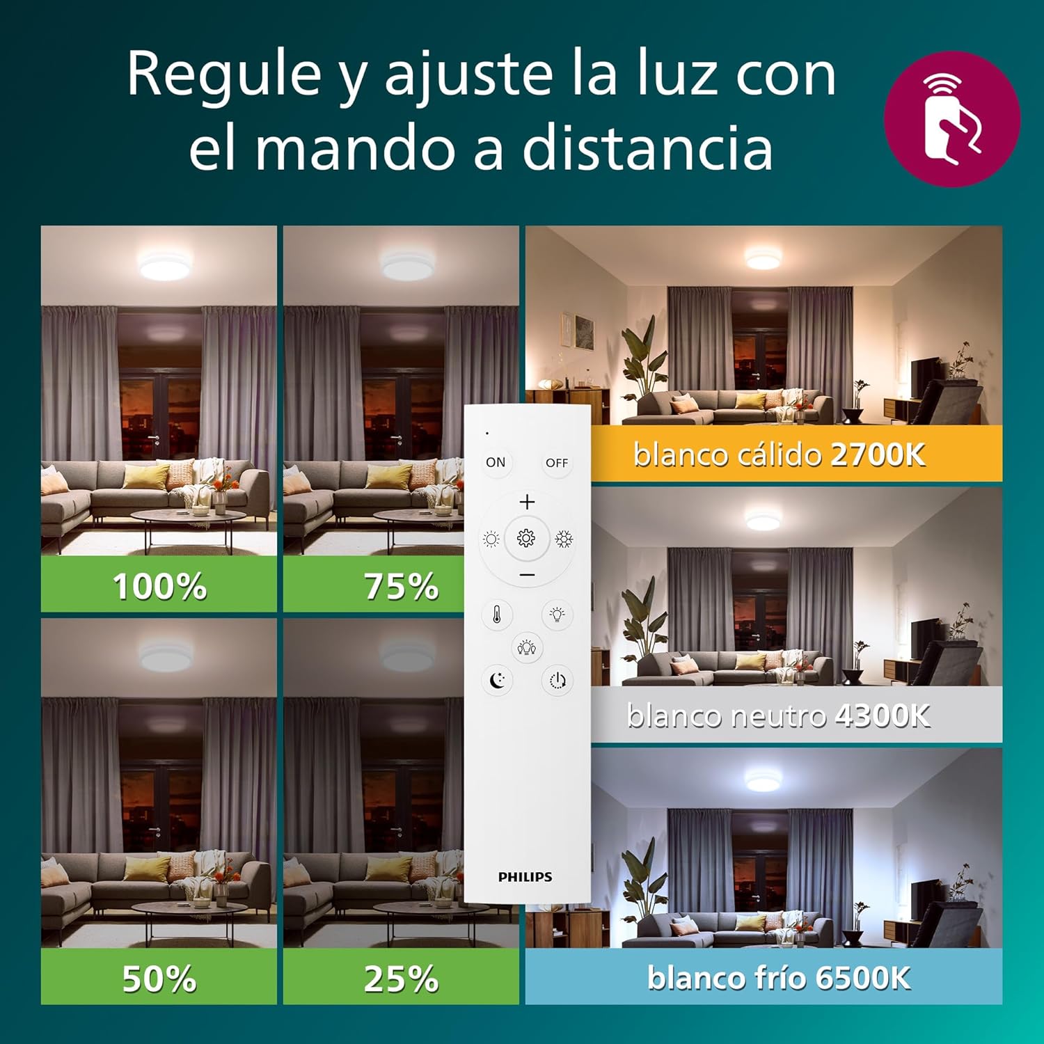 Thumbnail 3 de Philips LED Plafonnier 30 cm, Télécommandé, Design Moderne