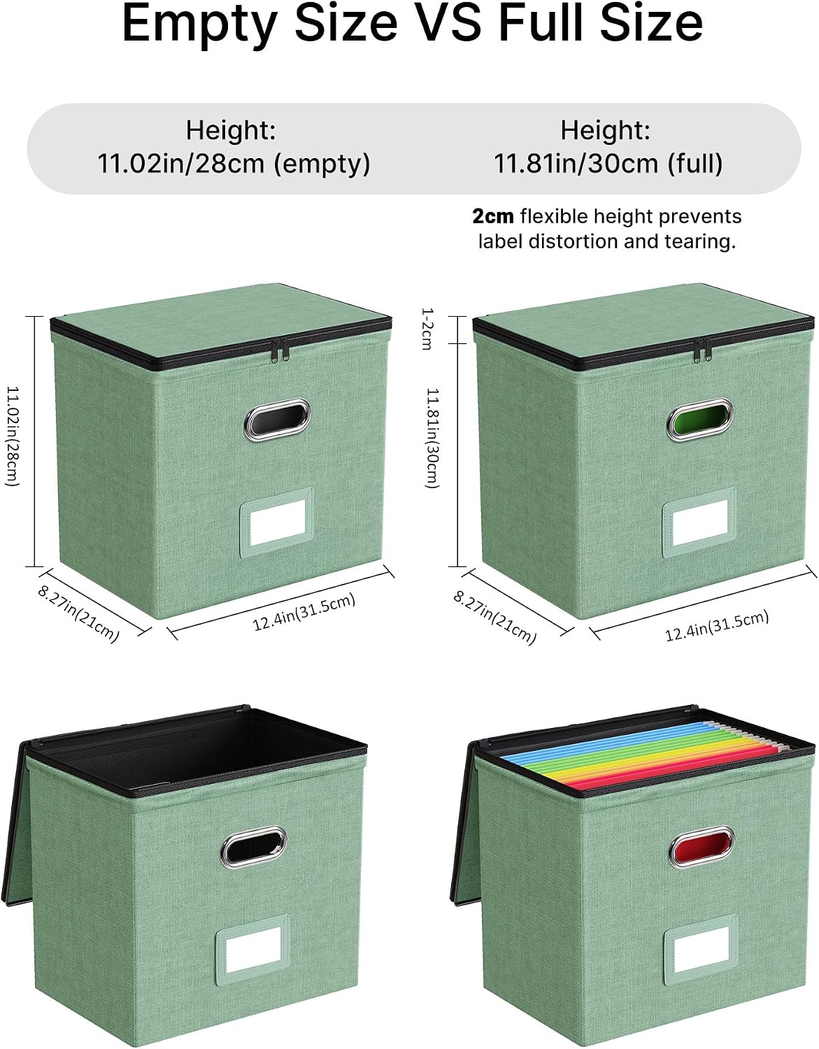 Thumbnail 2 de Oterri File Organizer Boxes with Lids, Letter-Size Box with 3 Mesh Pockets