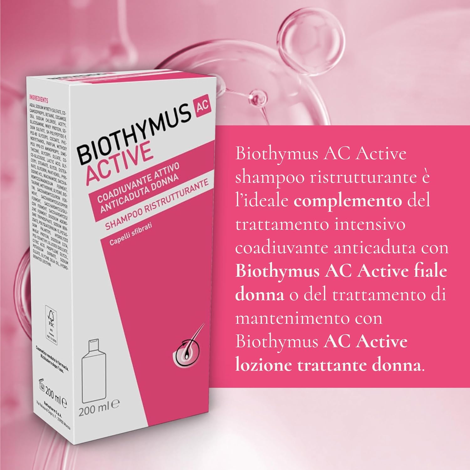 Detalle de Biothymus Active Donna Shampoo Anticaduta 200 ml