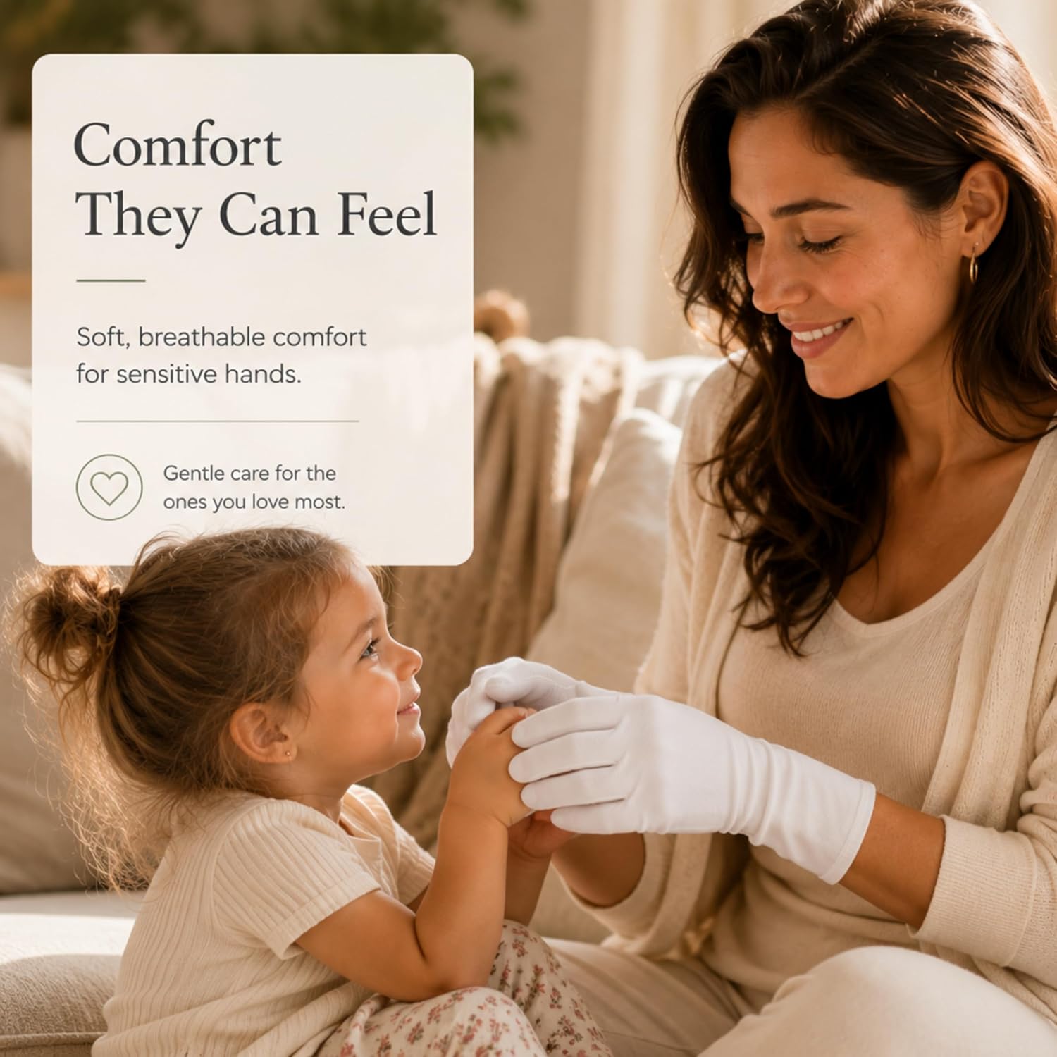 Detalle 2 de Cotton Gloves for Eczema: 8 Pairs of White, Overnight Moisturising Gloves