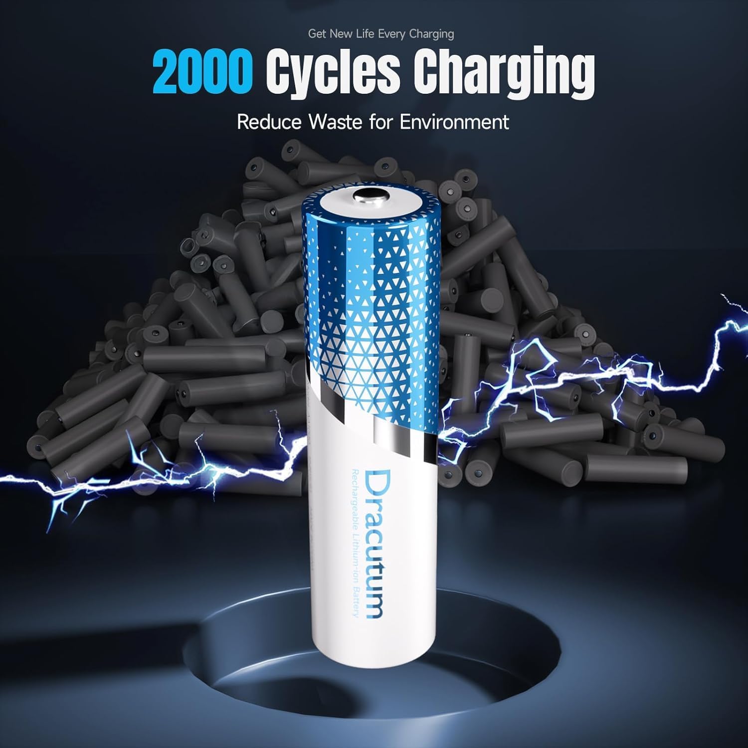 Detalle 2 de 1,5V wiederaufladbare AA Lithium-Akkus (8 Stück) mit konstanter Spannung – 3600 mWh