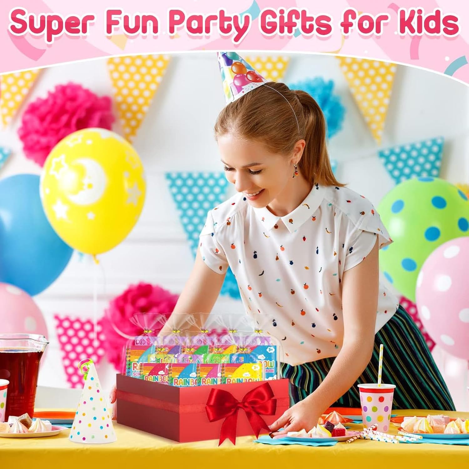 Detalle de LIKYMO Rainbow Scratch Art Party Bag Fillers (48-pack) for kids aged 4–9
