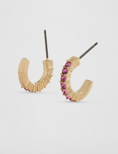 Detalle de Swarovski Pendientes de aro Mini Hoop: aro redondo en tono oro con pavé de cristales rosas