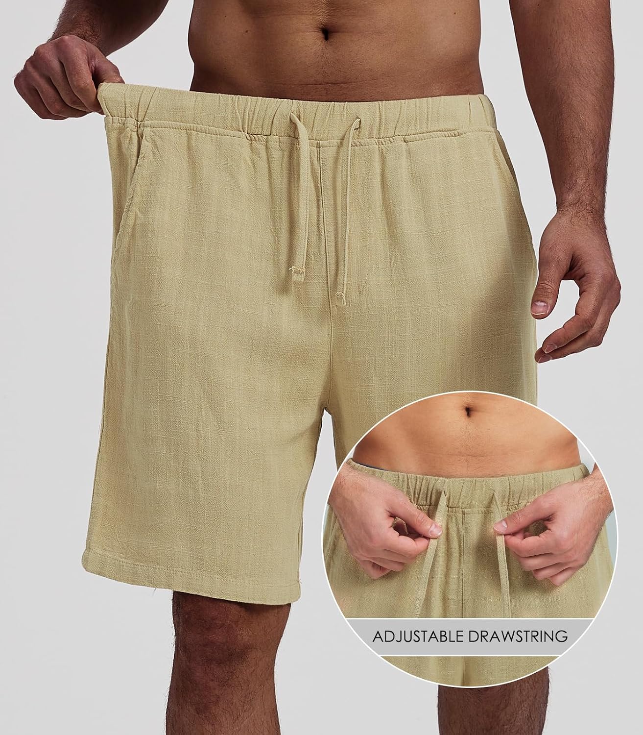Thumbnail 4 de Zetieny Herren-Leinen-Shorts mit Kordelzug: Sommer-Freizeitshorts mit Taschen