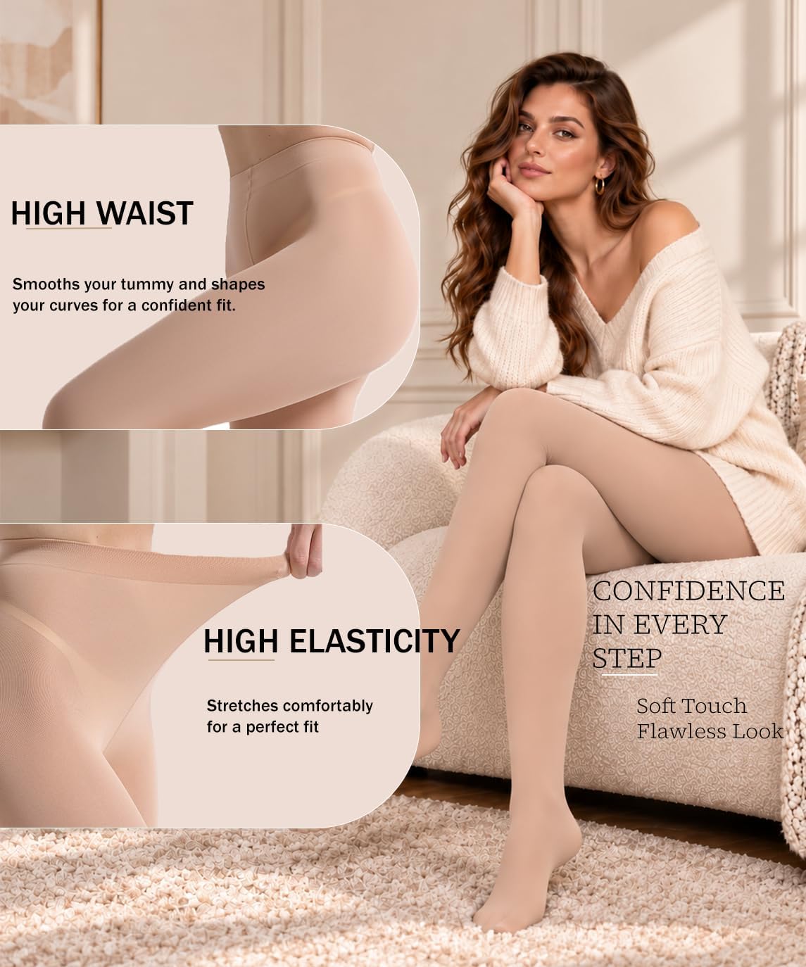 Thumbnail 1 de Hiltzo Fashion Women's 80D Semi-Opaque Footed Pantyhose