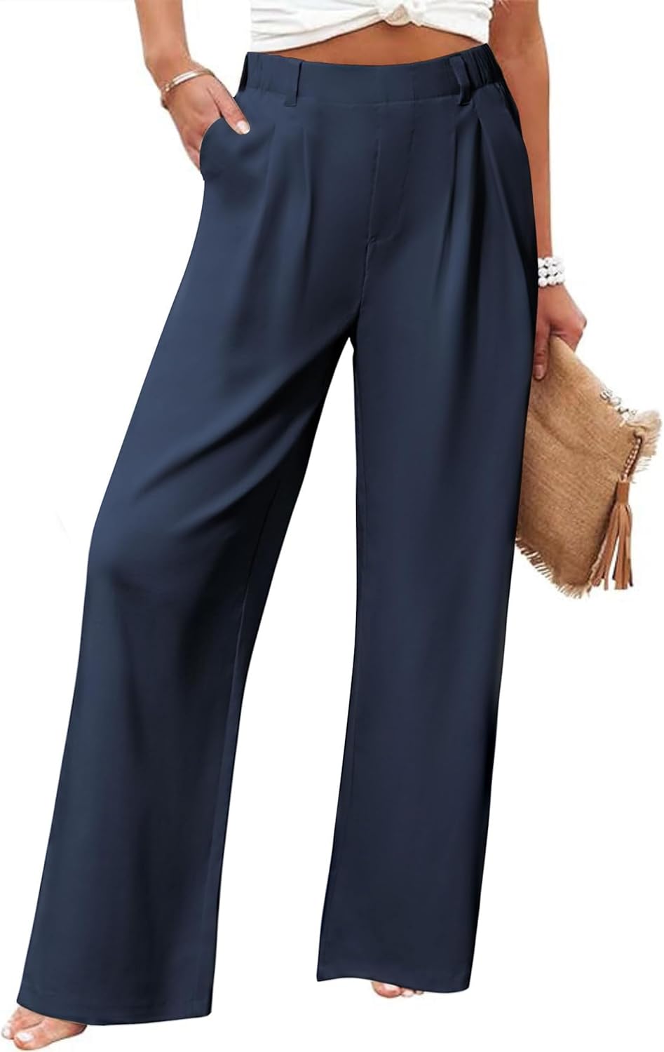 Thumbnail 6 de Friptspyg Palazzo-Hosen Damen – lässige Stretch-Freizeithose mit Taschen und elastischem Bund
