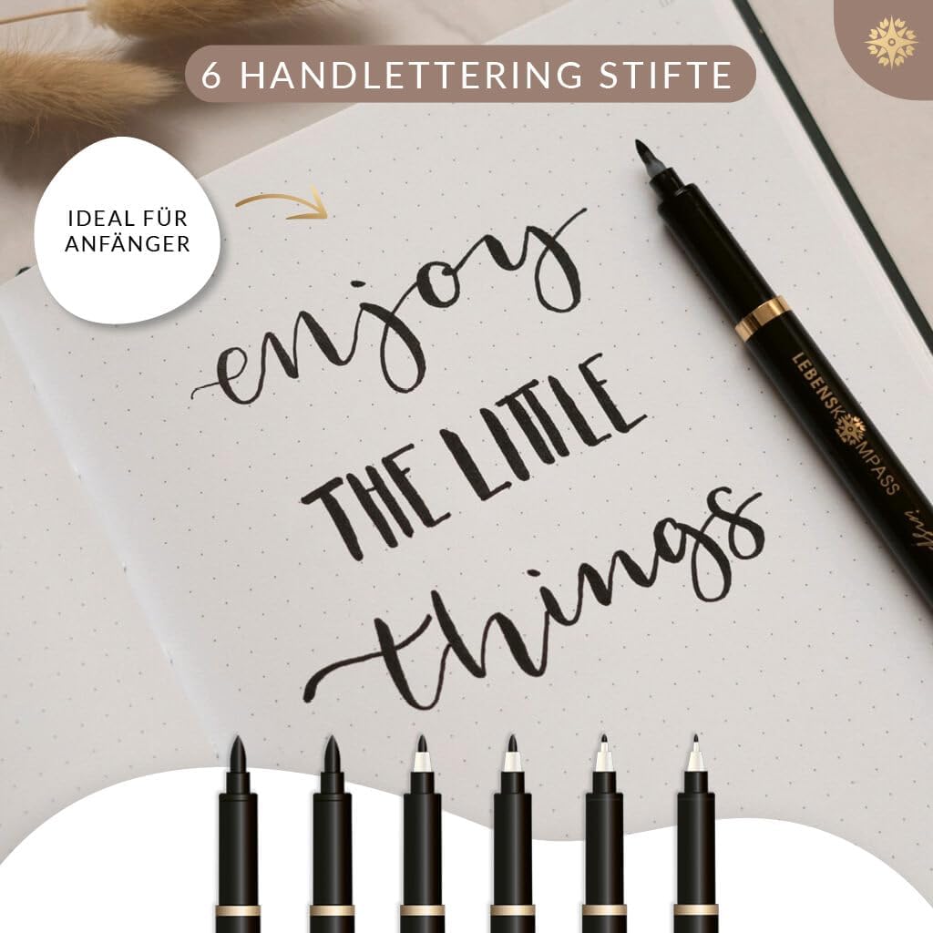 Detalle 2 de LEBENSKOMPASS Handlettering Stifte Set 6 🎨