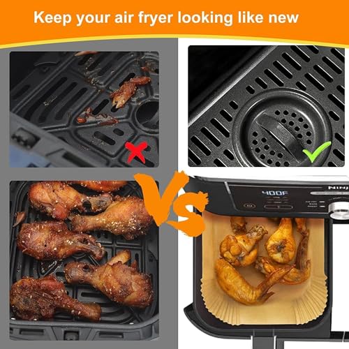 Detalle de HONYAO Papier cuisson rectangulaire pour Ninja Air Fryer – 100 pièces 20,5 x 14 cm