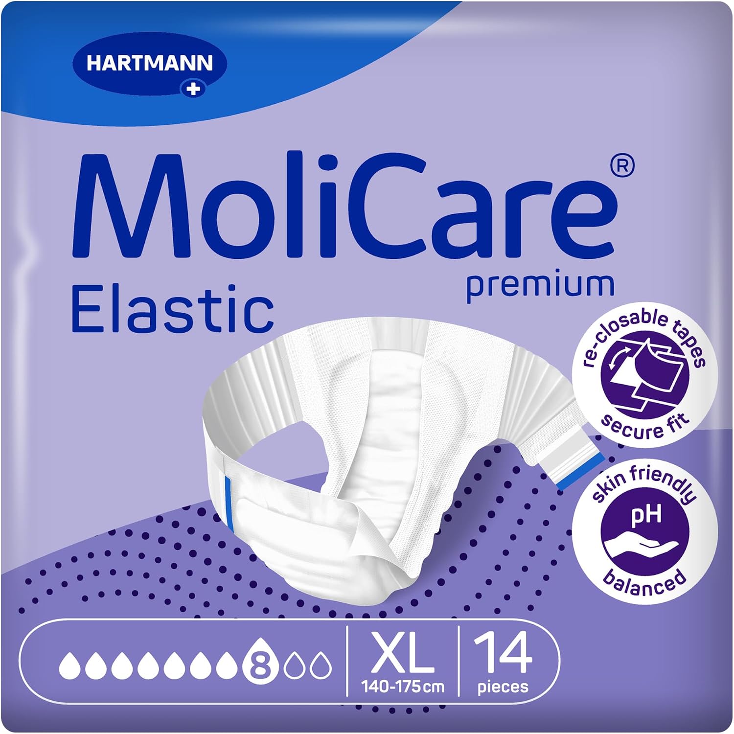 Detalle de MoliCare Premium Elastic Adult Nappies XL 14 pack 🧑⚕