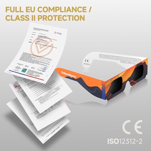 Detalle de EclipseSpecs Solar Eclipse Glasses EN ISO 12312-2:2015 Certified, CE, Paper Cardboard Frame (10)