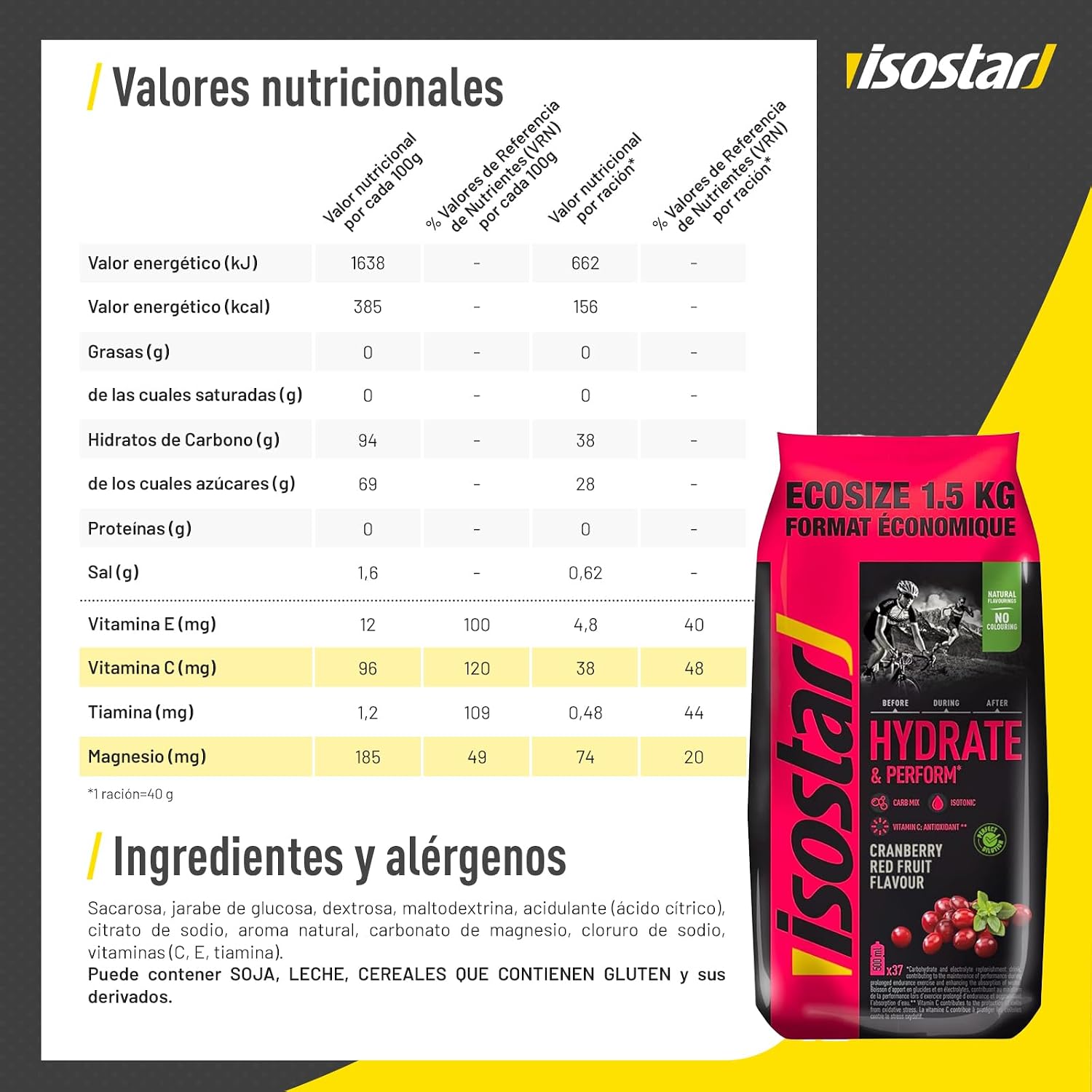 Thumbnail 4 de Isostar Hydrate & Perform 🥤 Bebida Electrolítica Arándanos 1,5 kg