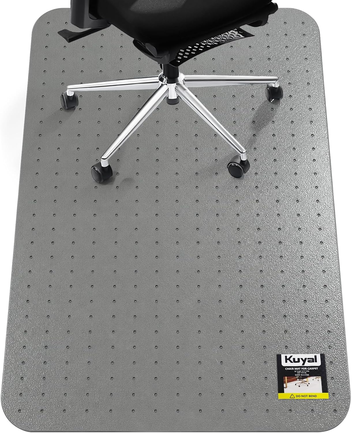 Detalle de Kuyal 32" x 48" PET Chair Mat for Carpet, Gray, 0.09" Thick