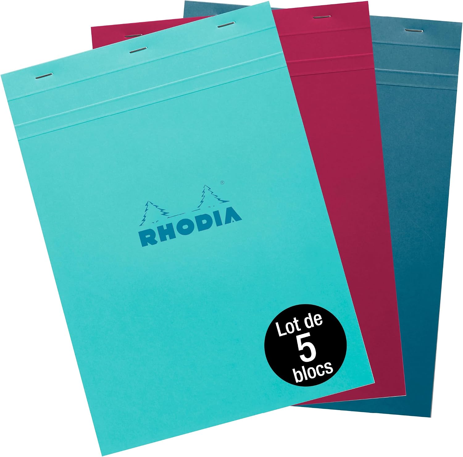 Thumbnail 3 de Rhodia 20195Cpack – Bloc agrafé COULEURS N°20, A4+ 21x31,8 cm, Grands Carreaux 8 mm, 80 feuilles détachables