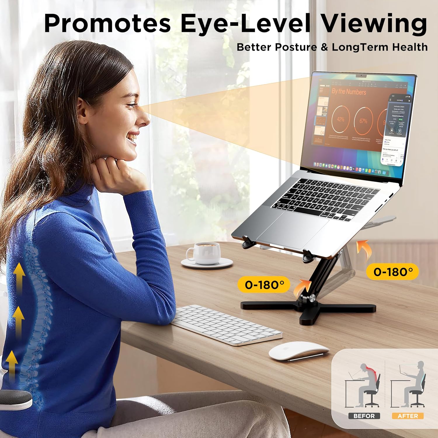 Thumbnail 2 de FoldWise X Premium Laptop Stand for Desk – 100% Aluminium, 360° Rotation, Adjustable Height