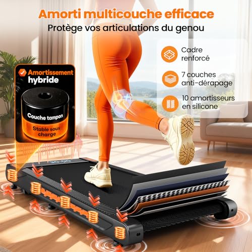 Thumbnail 7 de KALWOL Tapis de Course 6 en 1 avec Inclinaison 10% et Enceinte Bluetooth – 160 kg – 2,75 CV – 1 à 10 km/h