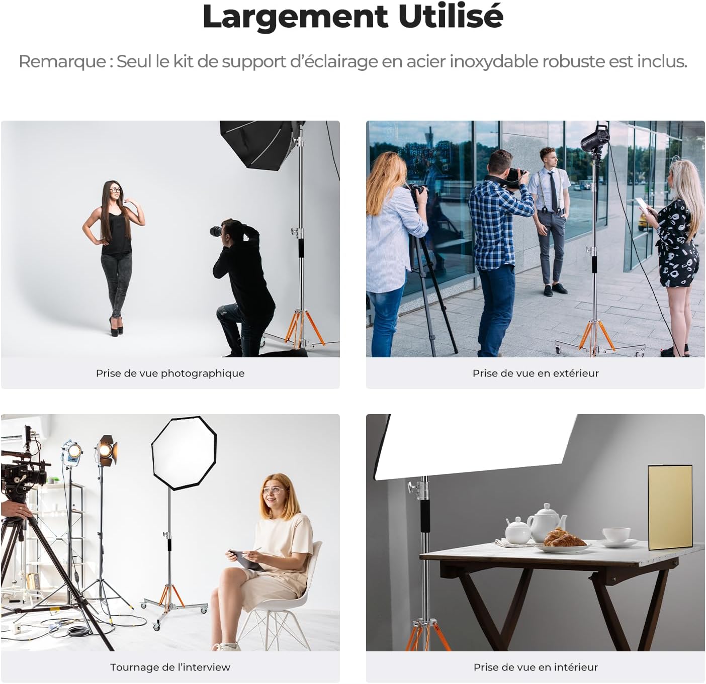 Thumbnail 6 de K&F CONCEPT 330 cm C‑Stand acier inoxydable 30 kg