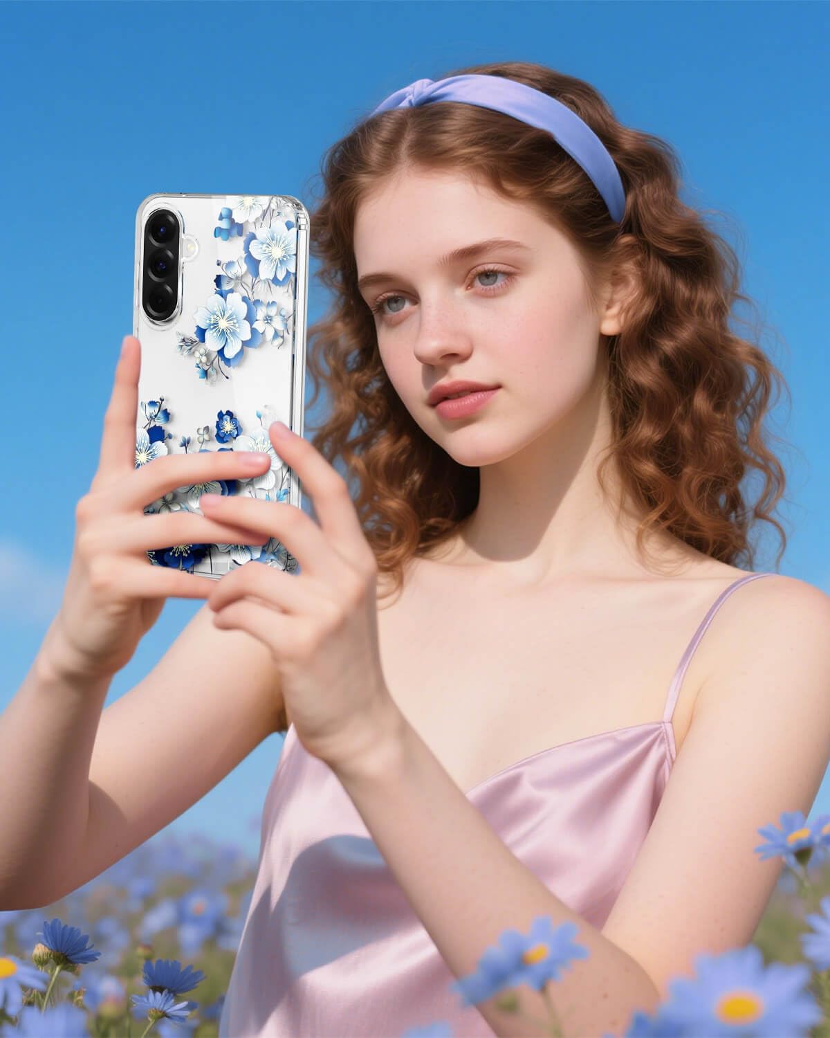 Thumbnail 6 de GOTOURED Floral Clear Case for Samsung Galaxy A56/A36 5G — Blue