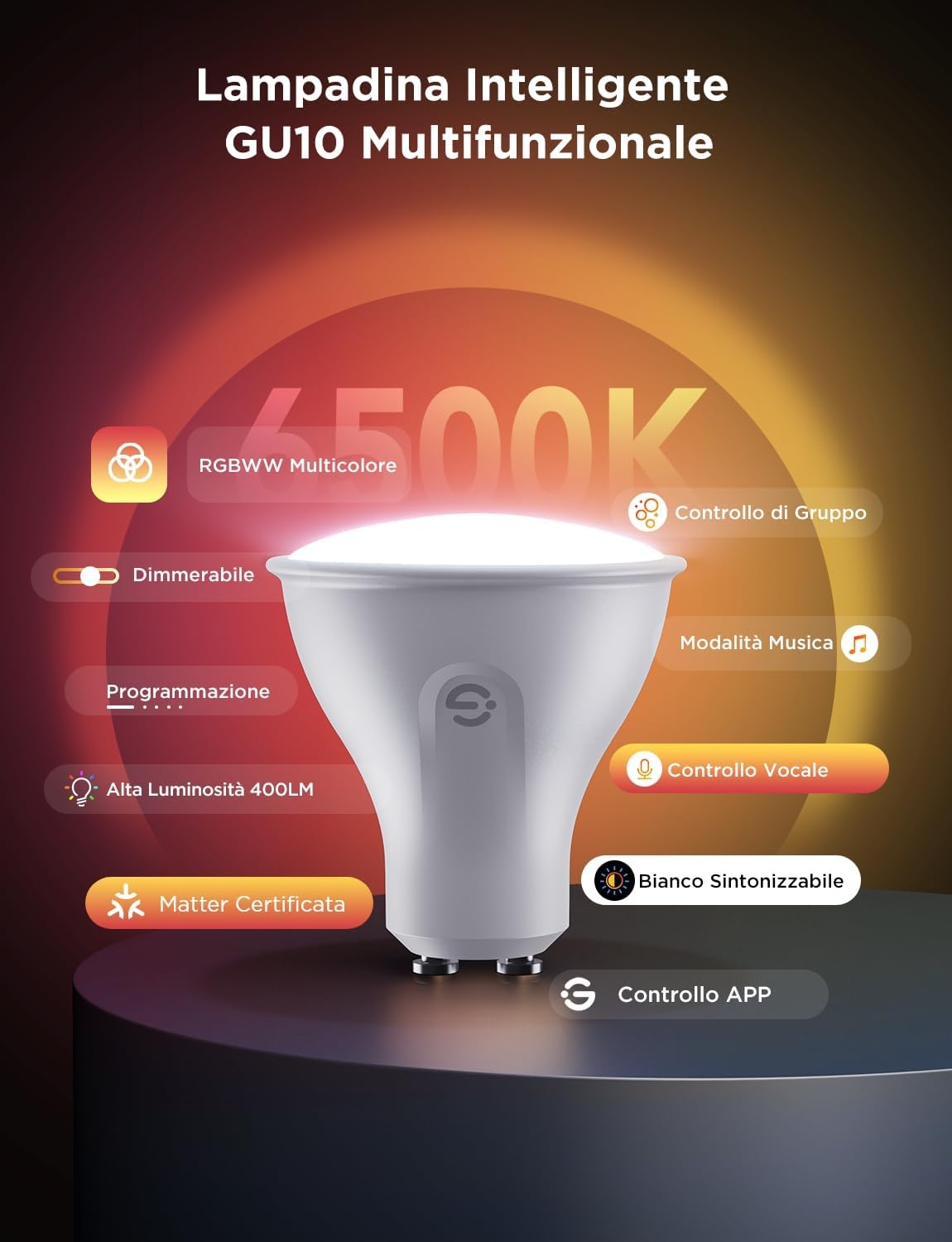 Detalle 2 de Govee GU10 400LM Lampadina Smart
