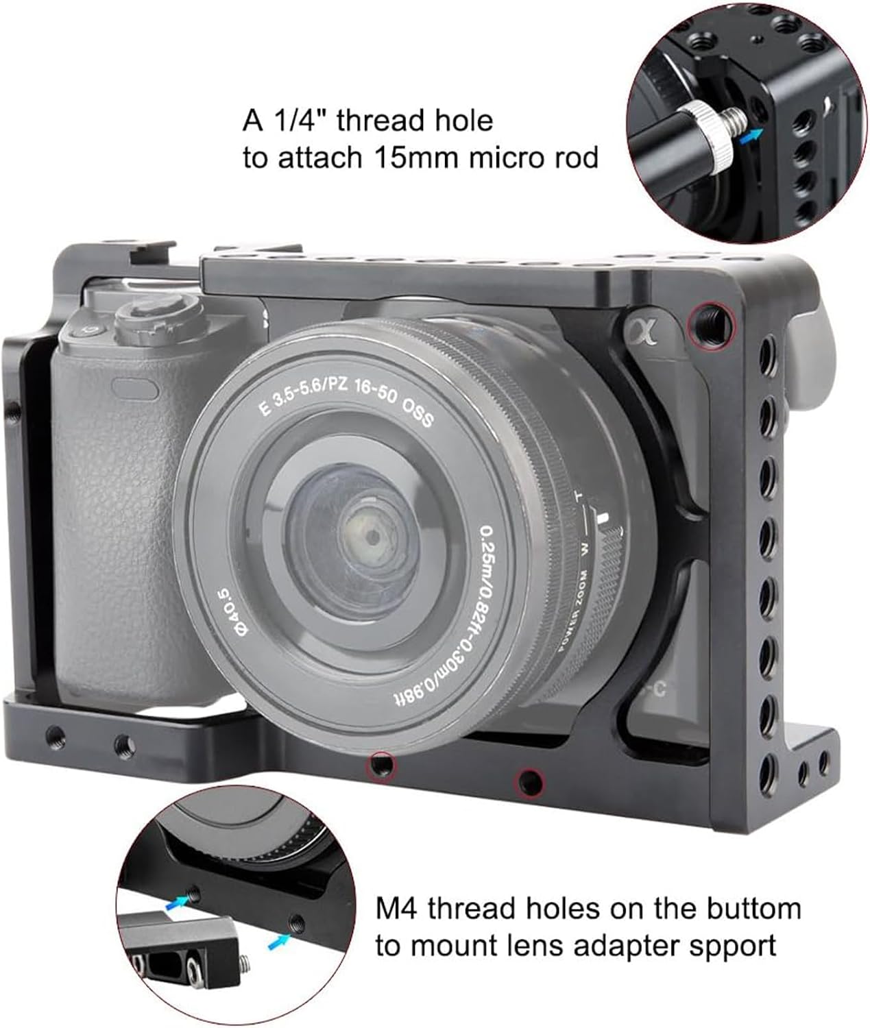 Thumbnail 3 de NICEYRIG Camera Cage for Sony A6100 1/4"