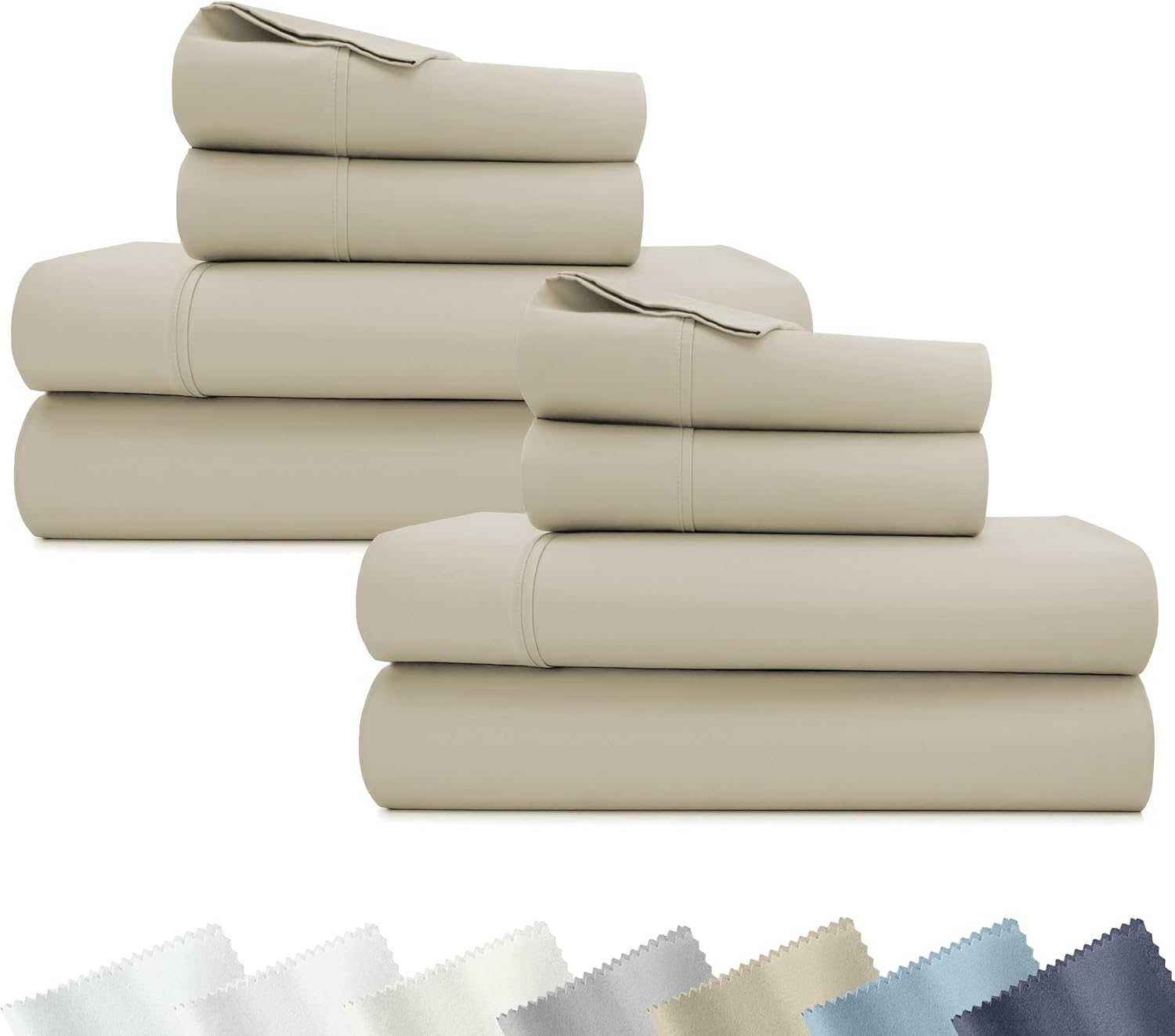 Detalle de California Design Den 840307197467 Queen Sheet Set, 2-Pack Cotton Sateen, 400 Thread Count