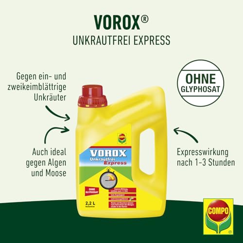 Detalle 2 de VOROX Unkrautfrei Express – Konzentrat 2,2 L (Compo): Relativ schnelle Unkrautbekämpfung zwischen Zierpflanzen und Nutzpflanzen