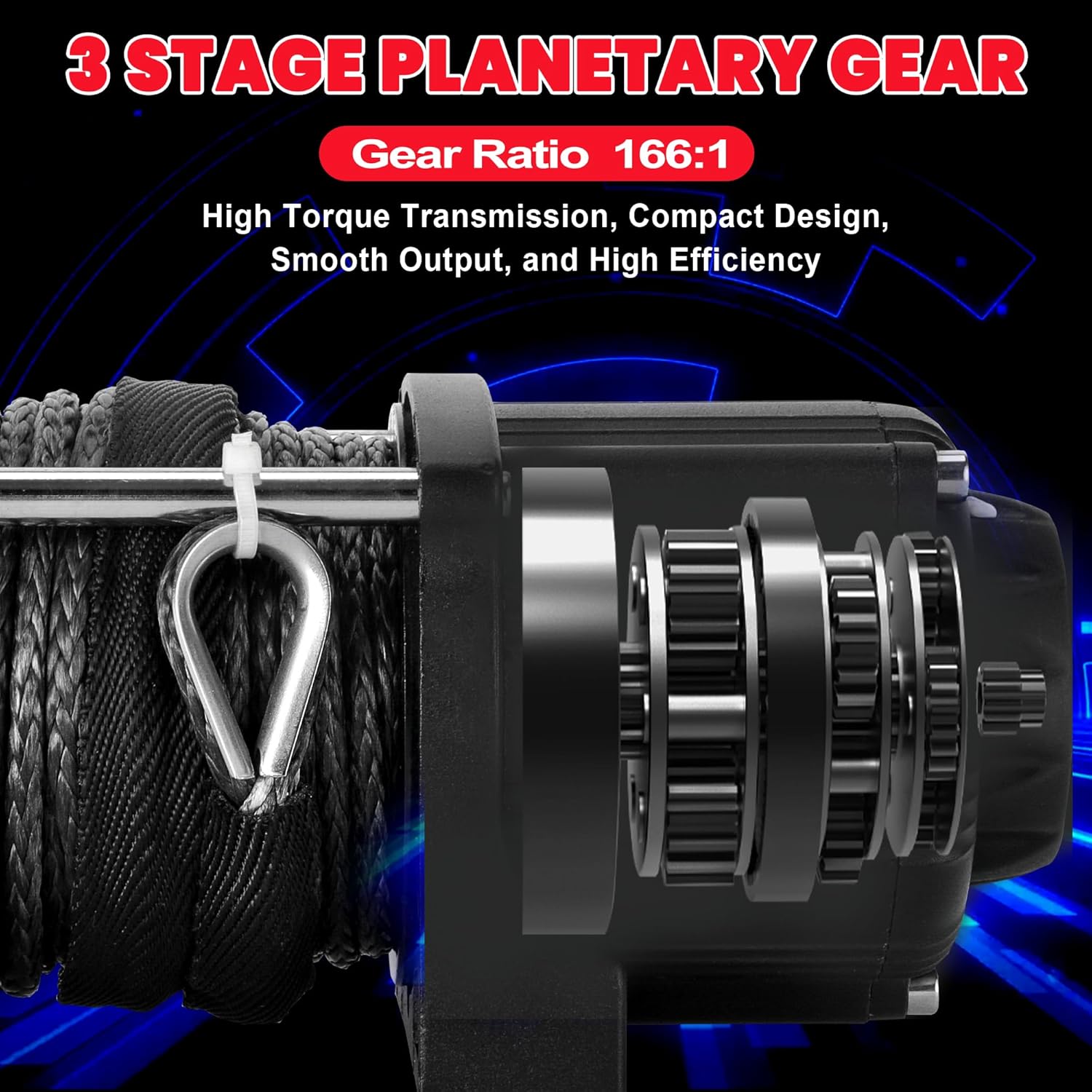 Thumbnail 2 de OPENROAD 4500 lb ATV/UTV Winch with 50 ft Synthetic Rope and Wireless Remote