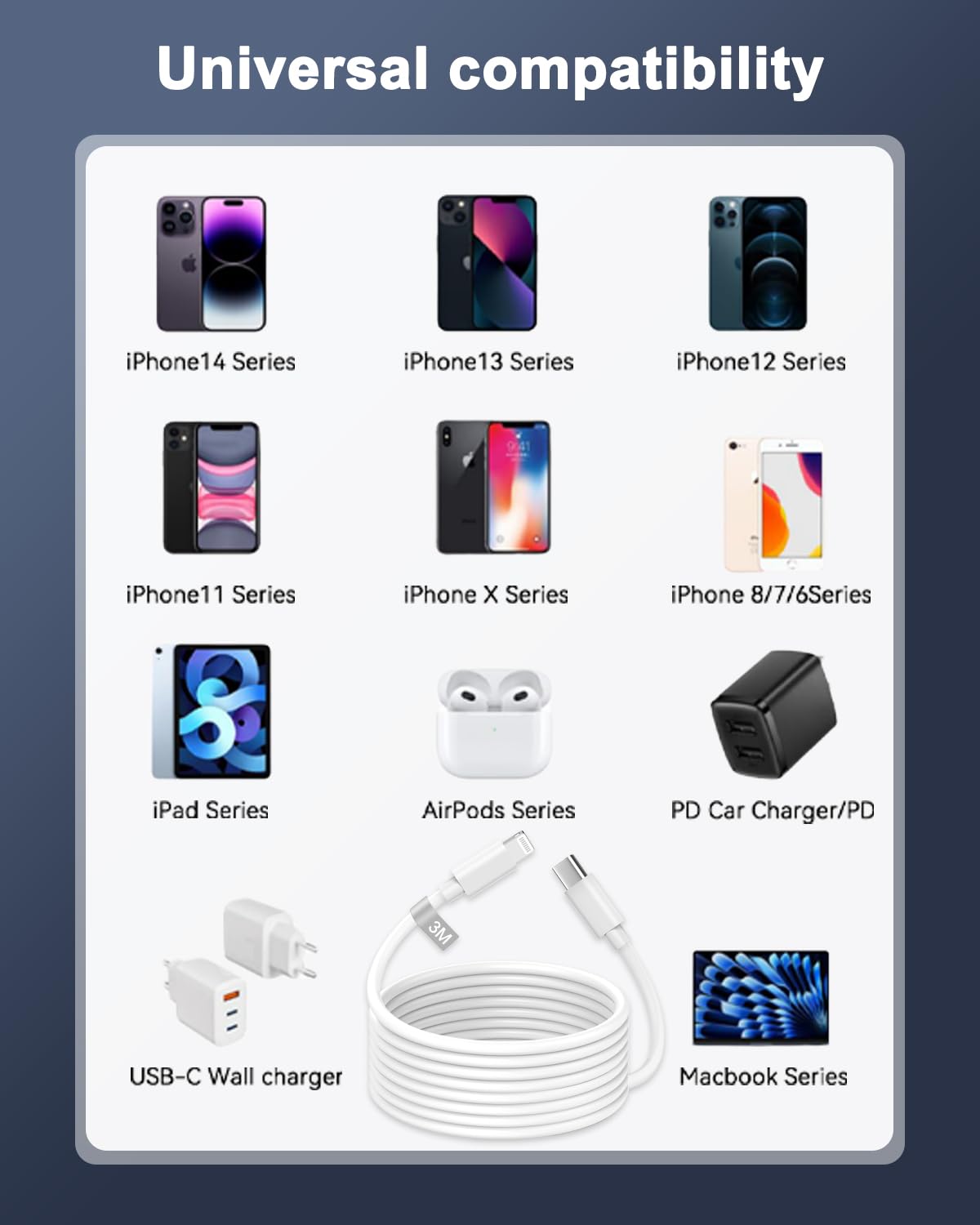 Thumbnail 6 de Cable iPhone 3m USB‑C vers Lightning certifié MFi – longueur idéale pour domicile et déplacement