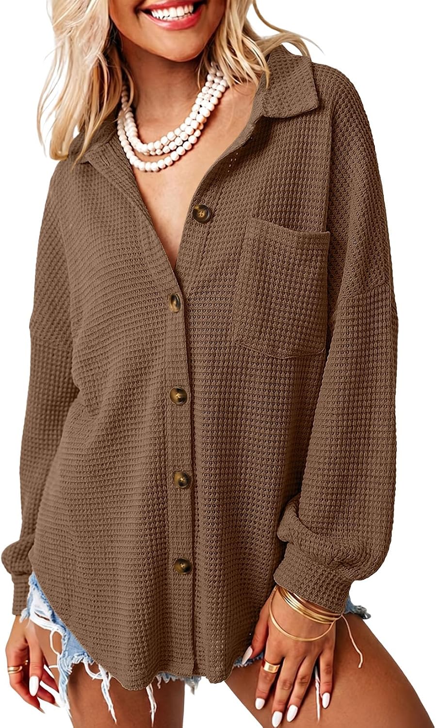 Detalle 2 de Dokotoo waffle knit shacket jacket