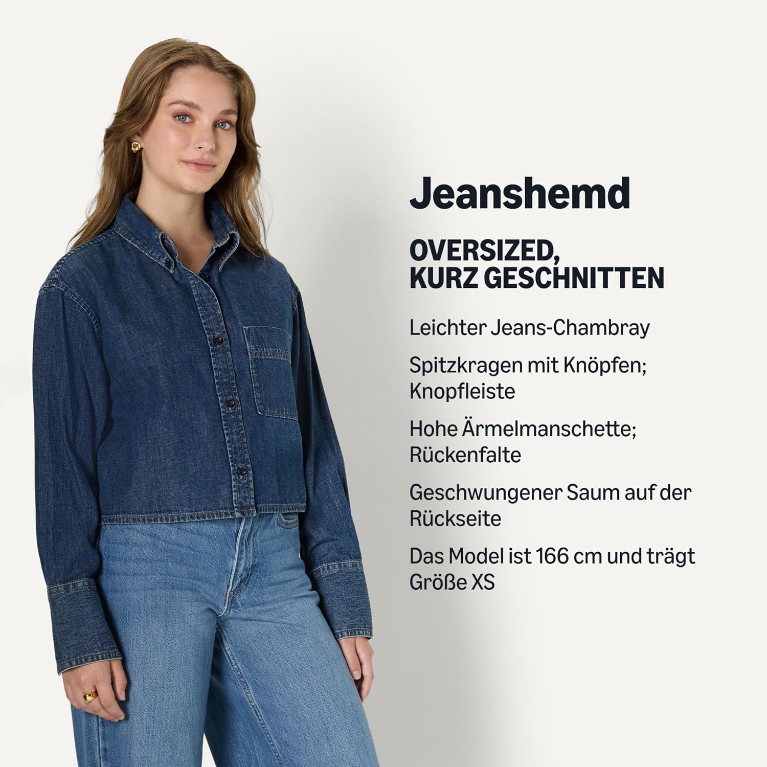 Thumbnail 3 de Jeanshemd mit Knöpfen für Damen (oversized, kurz geschnitten) – Amazon Essentials Modernes Damenhemd
