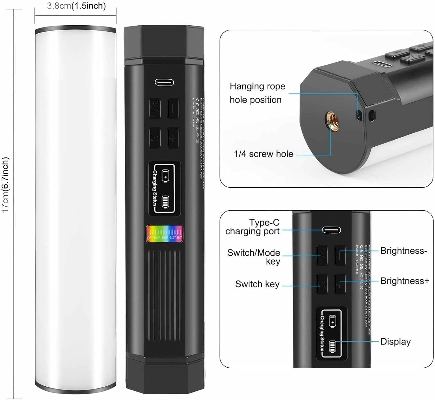 Detalle 2 de PULUZ 360° RGB Light Wand 2000mAh