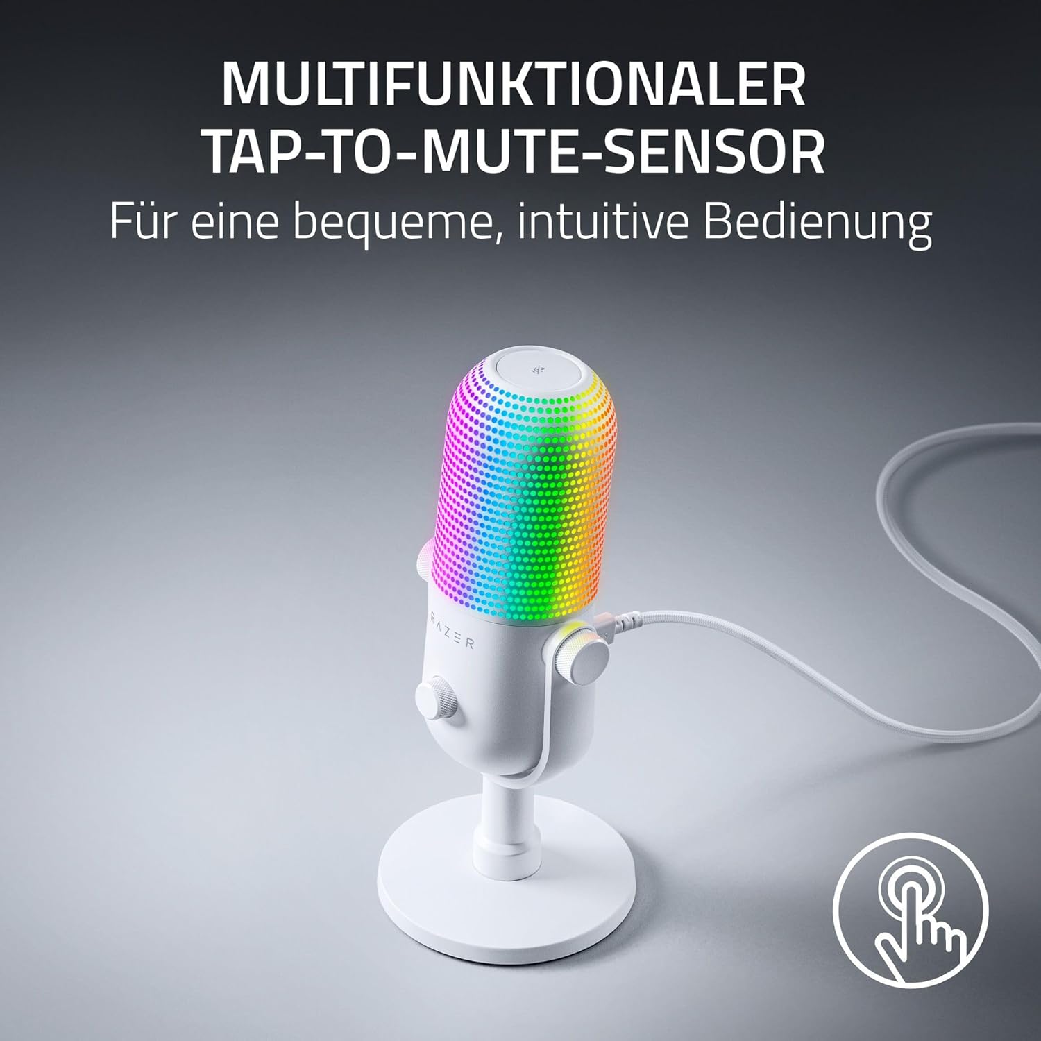 Thumbnail 2 de Razer Seiren V3 Chroma RGB USB-Mikrofon mit Tap-to-Mute (weiß)