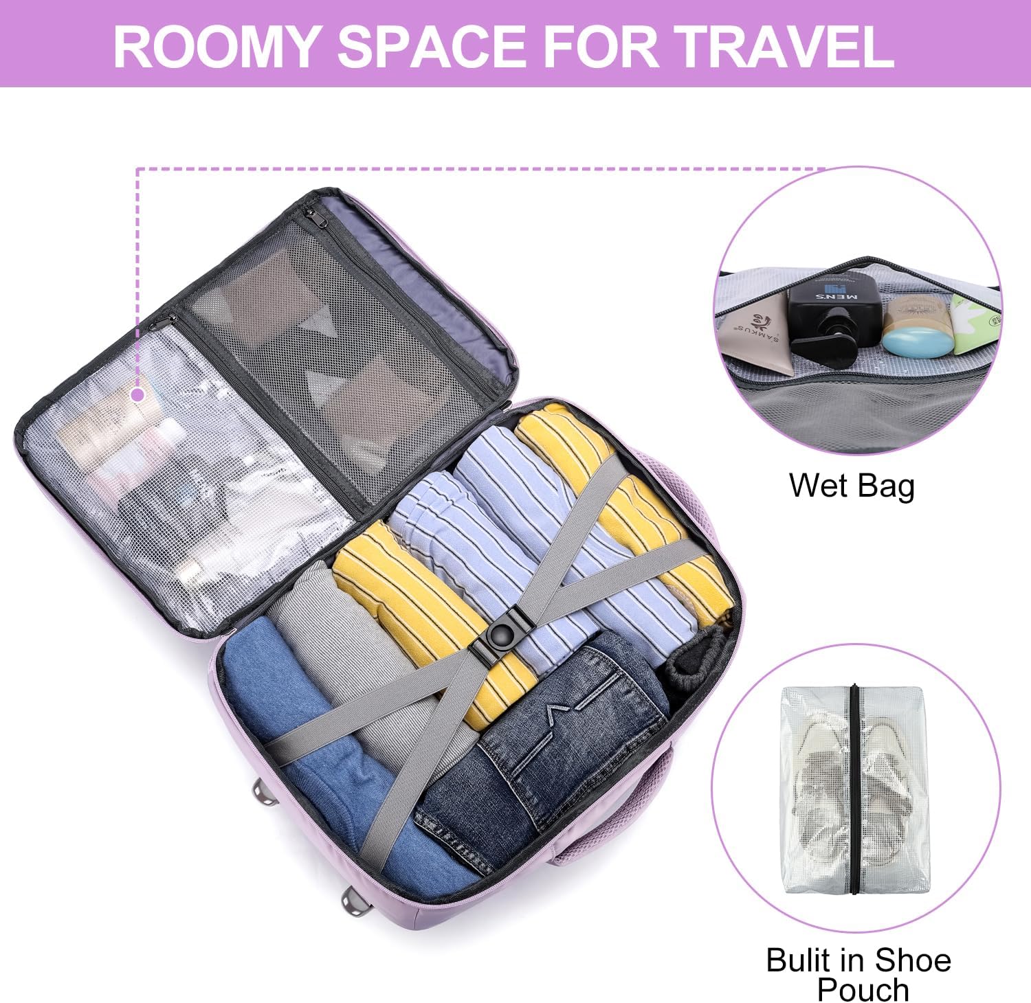 Thumbnail 4 de EZUOLA Travel Backpack for Women 25L - Airline Approved Carry-On with USB Port, Waterproof and Under-Seat Fit