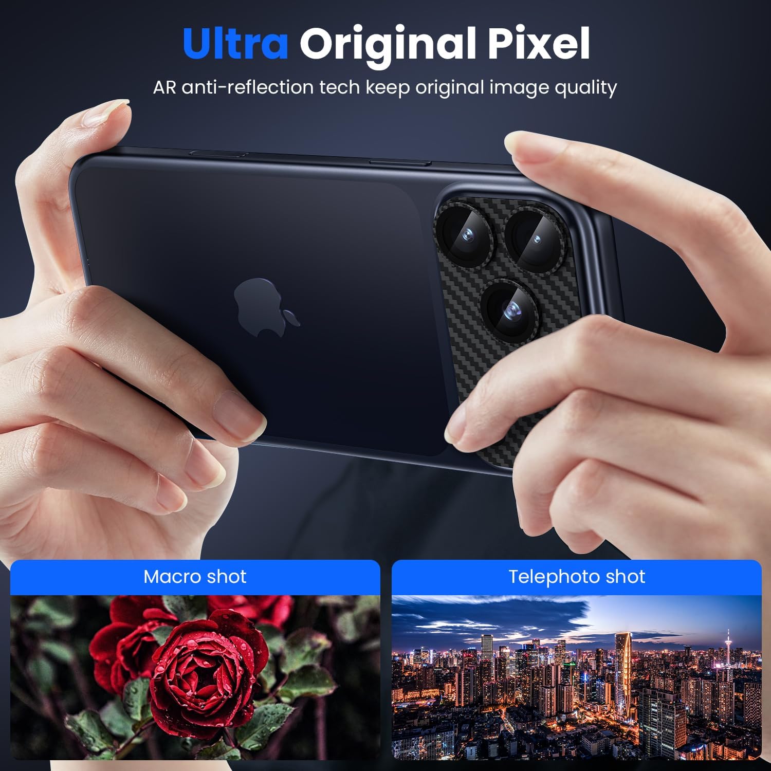 Detalle de WSKEN for iPhone 17 Pro Max Camera Lens Protector with Military-Grade Shatterproof Protection