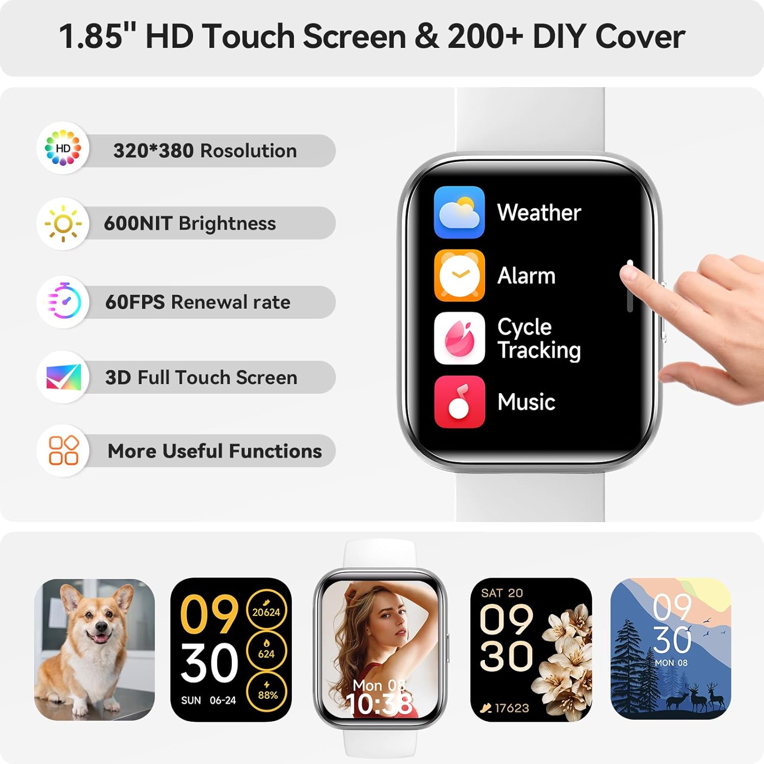 Detalle de aeac Smart Watch for Women & Men with 1.85" HD Screen, Bluetooth Calling and Health Tracking