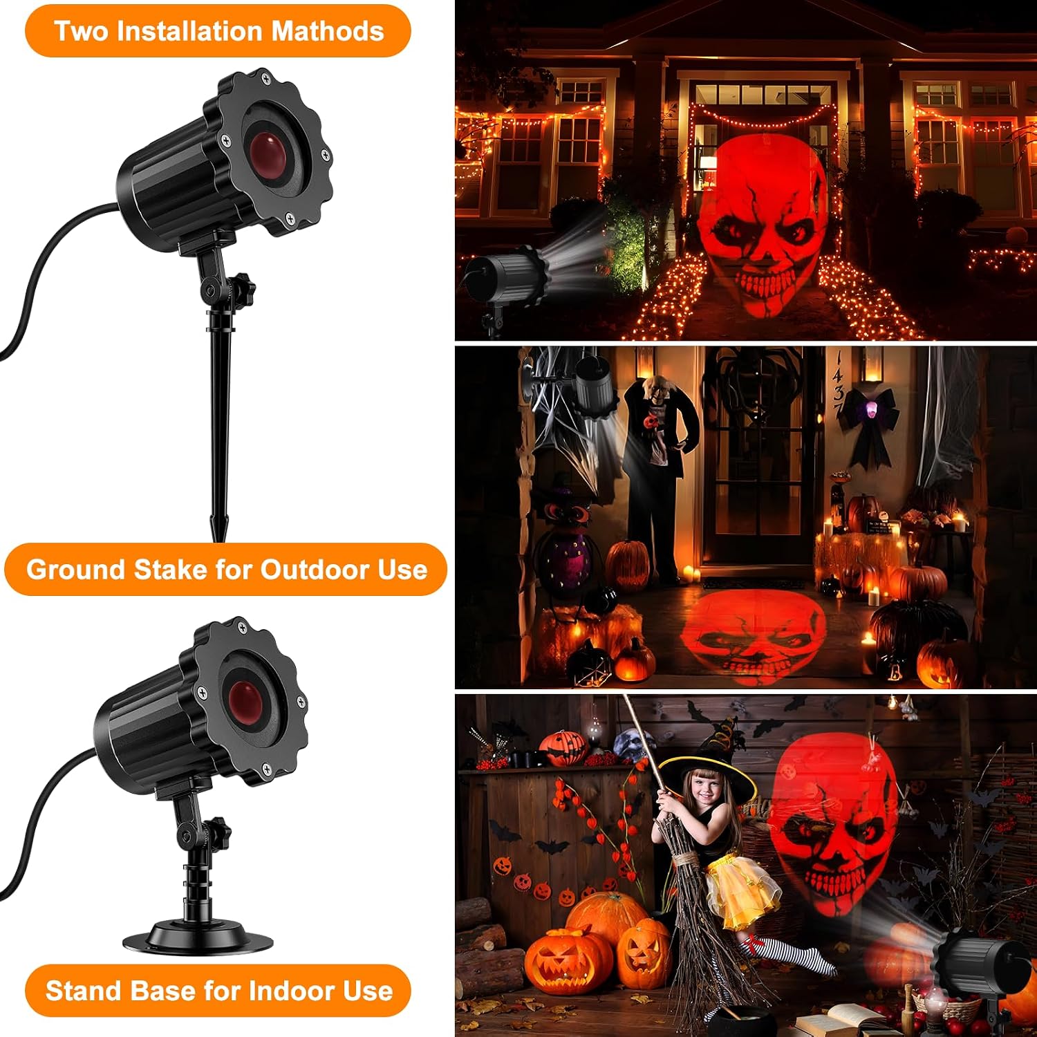 Detalle 2 de Beforalla SE369-21 Halloween Projector Light, Red 3D Dynamic Skull