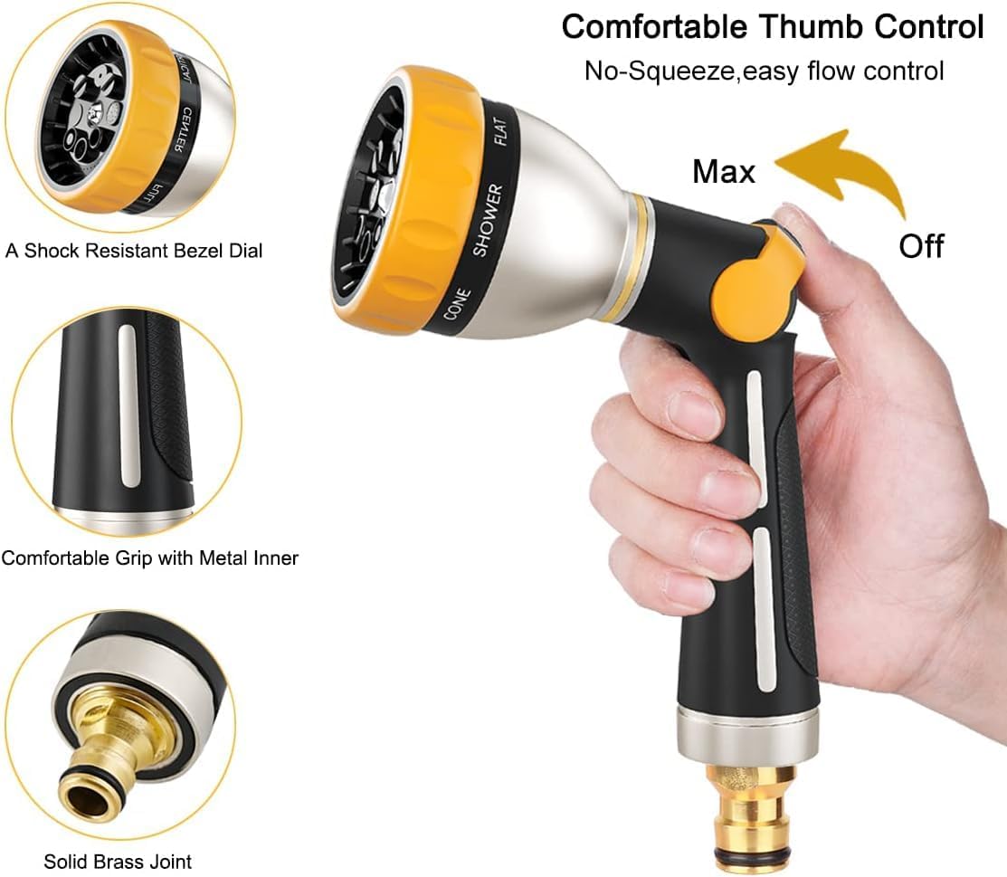 Thumbnail 2 de FANHAO Heavy Duty Metal Hose Spray Gun with Thumb Control and 8 Spray Patterns