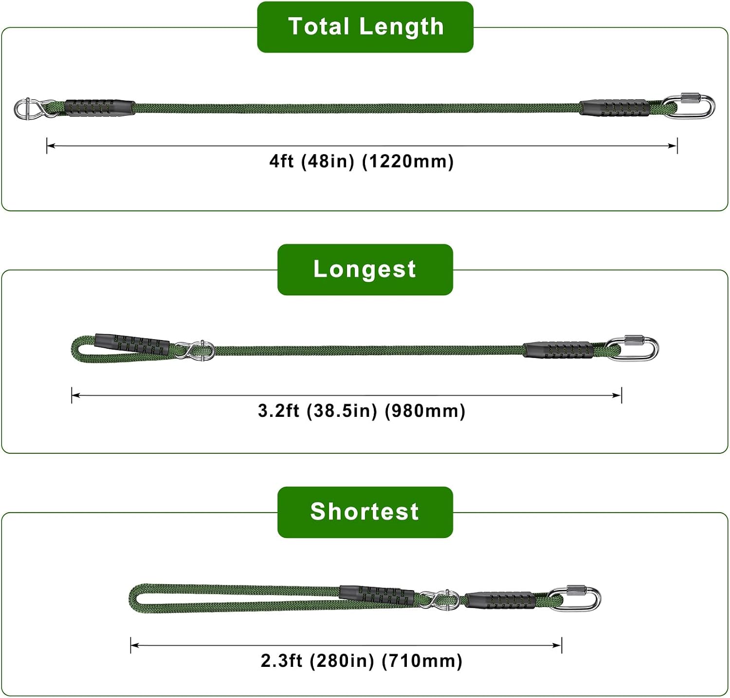 Thumbnail 5 de SELEWARE 4FT Adjustable Tree Swing Rope Hammock Hanging Kit – Easy Tool-Free Install, 500 lbs Support
