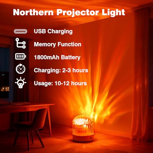 Thumbnail 6 de Wudyfei Northern Lights Galaxy Light Projector – 16 Colours, Dimmable Brightness, Rechargeable Night Light