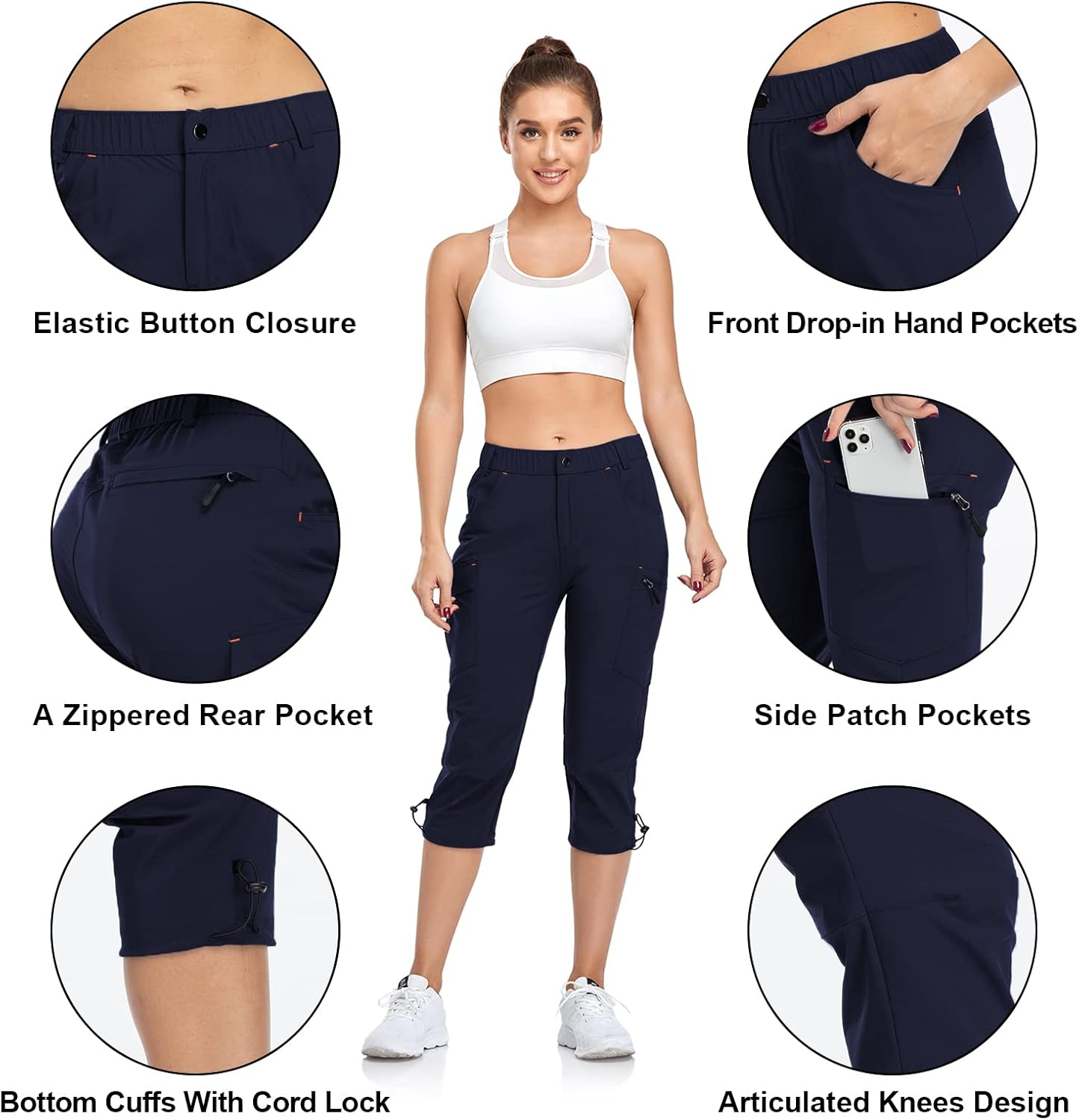Thumbnail 3 de GymBrave Wanderhose Damen 3/4 Stretch: schnell trocknende Cargo Caprihose mit UPF 50