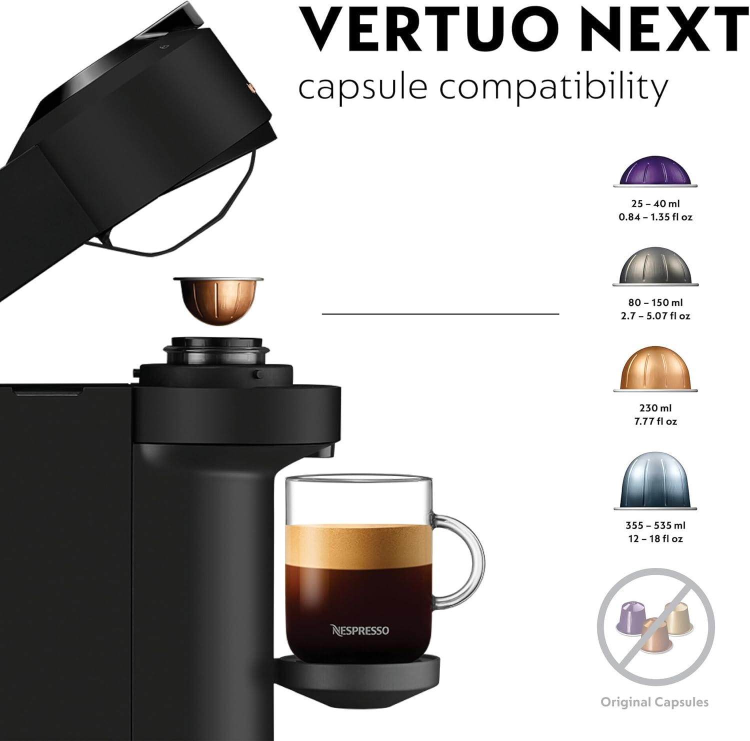 Thumbnail 4 de Nespresso Vertuo Next ENV120.BM (Matt Black) capsule coffee machine with 5–7 cup sizes